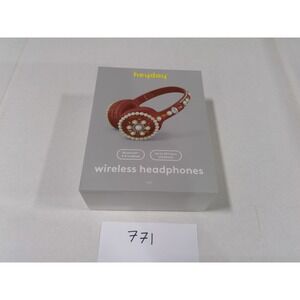 Heyday Wireless Headphones Red Pearl Gemstone Embellished Bluetooth 5.4 NEW